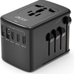 Acer Universal Travel Adapter, International Power Adapter with 5.8A Output, Baby-Proof Wall Charger with 3.0A Type-C & 2.4A USB Ports, Powerful & Safe Travel AC Plug Adapter for Europe,UK,US,AUS